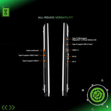 Load image into Gallery viewer, Gigabyte AERO X16 White 16" laptop side profiles showing left and right I/O ports (audio combo jack, USB-A, USB-C.