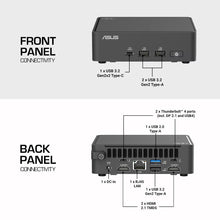 Load image into Gallery viewer, ASUS NUC 15 OFFICE Ultra 5 225H mini PC rear I/O view.