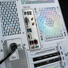 Load image into Gallery viewer, ZEAL MINI LVL 8 WHITE gaming PC showing rear I/O ports.