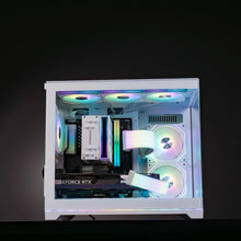 Load image into Gallery viewer, ZEAL MINI LVL 8 WHITE gaming PC, side view.

