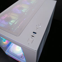 Load image into Gallery viewer, ZEAL MINI LVL 8 WHITE gaming PC, top view.
