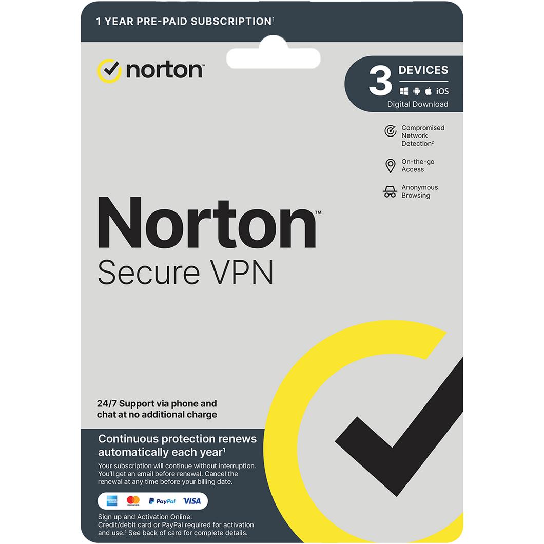 Norton Wi-Fi Privacy Secure VPN 1 User (3 devices - 1 year)