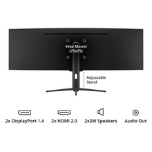 Load image into Gallery viewer, PRISM+ 49" X490 PRO DQHD 1440P 120Hz Curved Gaming Monitor
