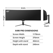Load image into Gallery viewer, PRISM+ 49" X490 PRO DQHD 1440P 120Hz Curved Gaming Monitor
